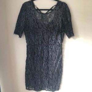 LA Made Black Lace Fitted Dress Size M